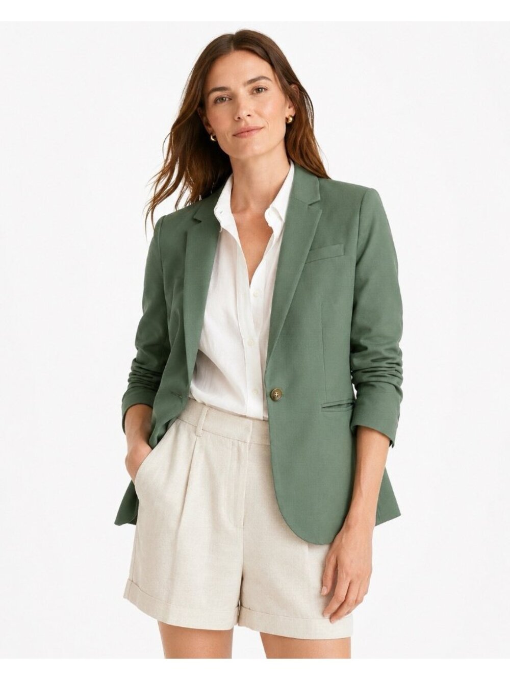 J CREW jacket blazer sage green 0 super 120s 100% wool career office preppy